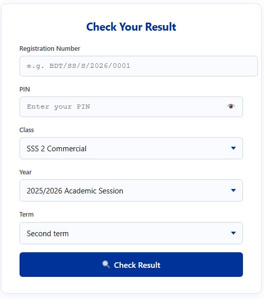 Student result portal – students search and view their result online by entering roll number, exam and year